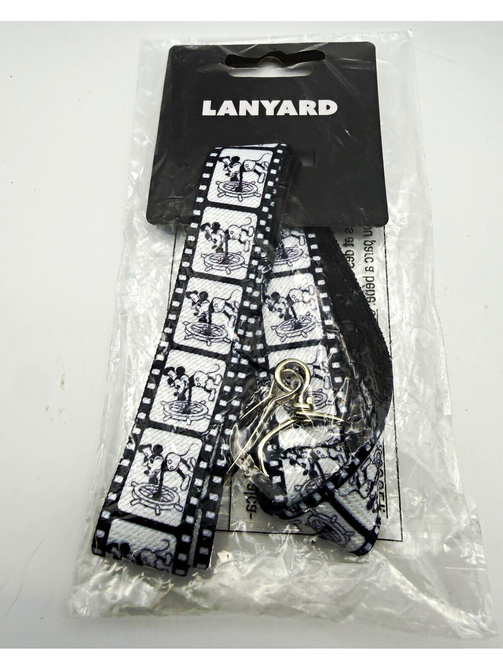 Disney Mickey Mouse Filmstrip Print Lanyard Black/White